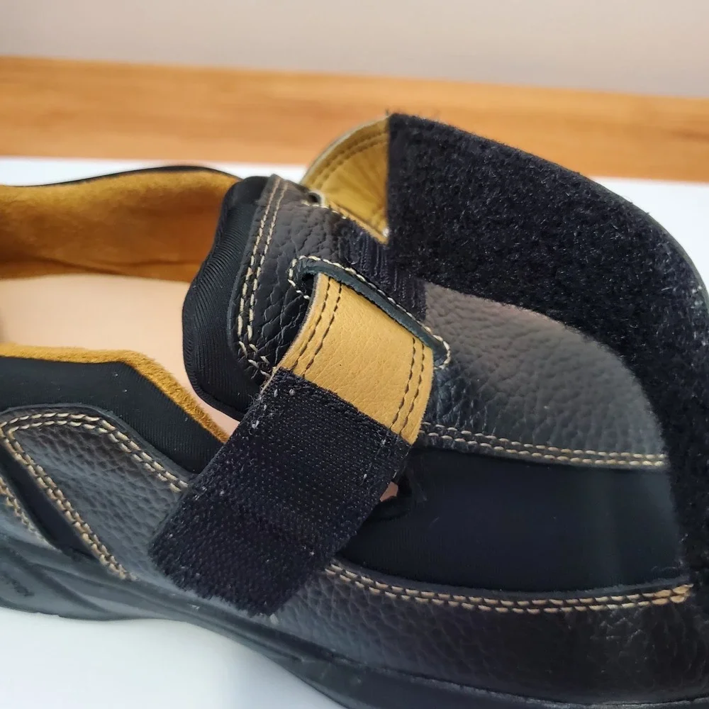 Men's Dr Comfort Douglas 11 XW Extra Wide Black Leather Slip On Diabetic Shoes